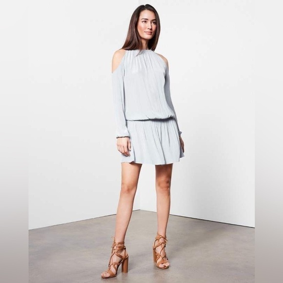 Ramy Brook New York Lauren Cold Shoulder Dress in Light Grey Size XS.